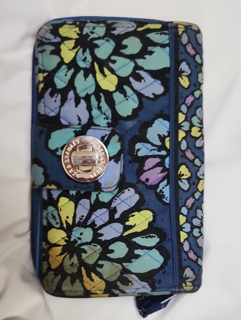 Vera Bradley Floral Quilted Turn-Lock Wallet - Navy Multi